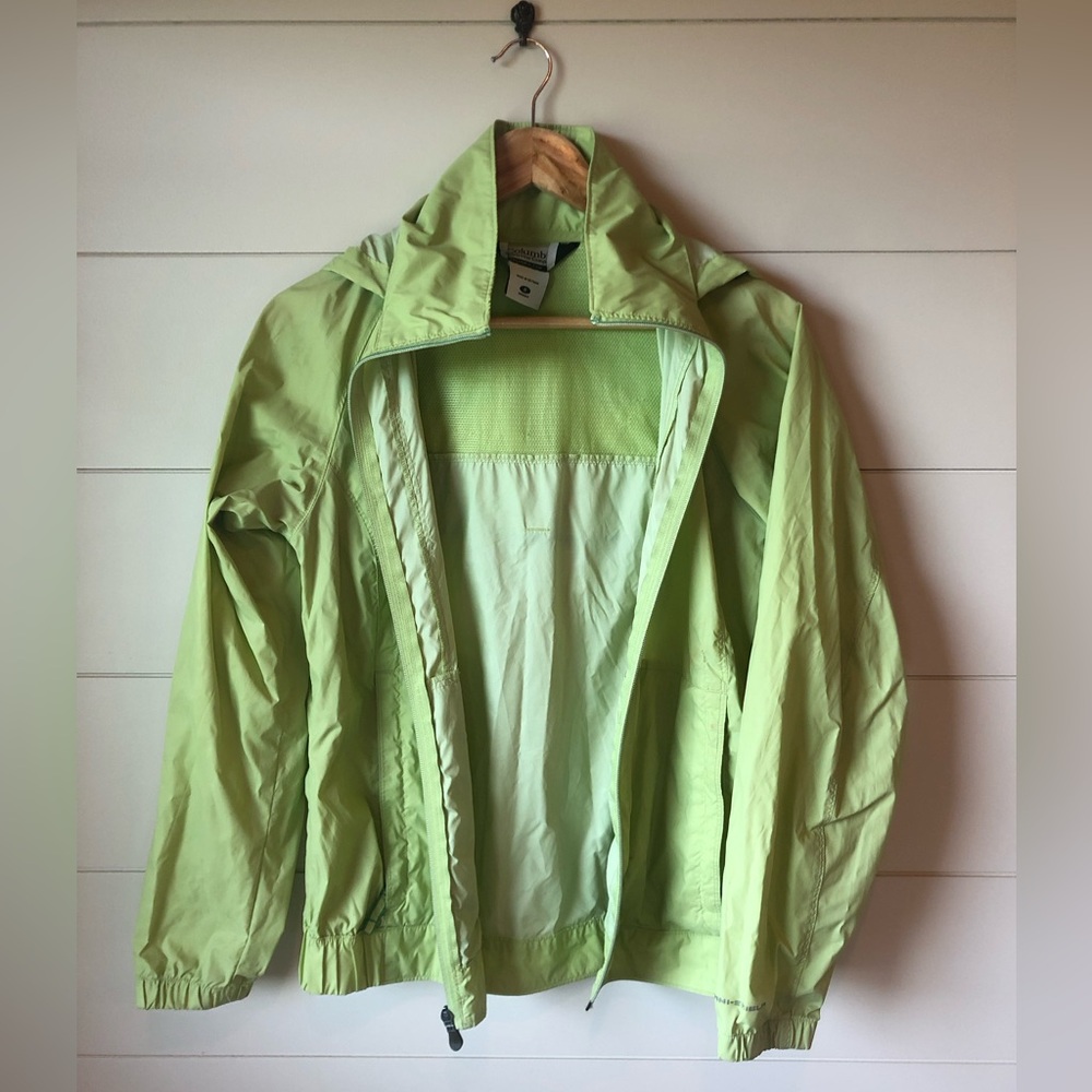Columbia Lime Green Hooded Windbreaker Women’s S